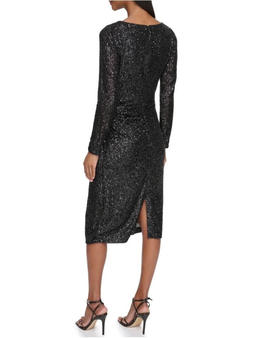 Calvin Klein Black Sequin Long Sleeve Midi Dress - Picture 4 of 15